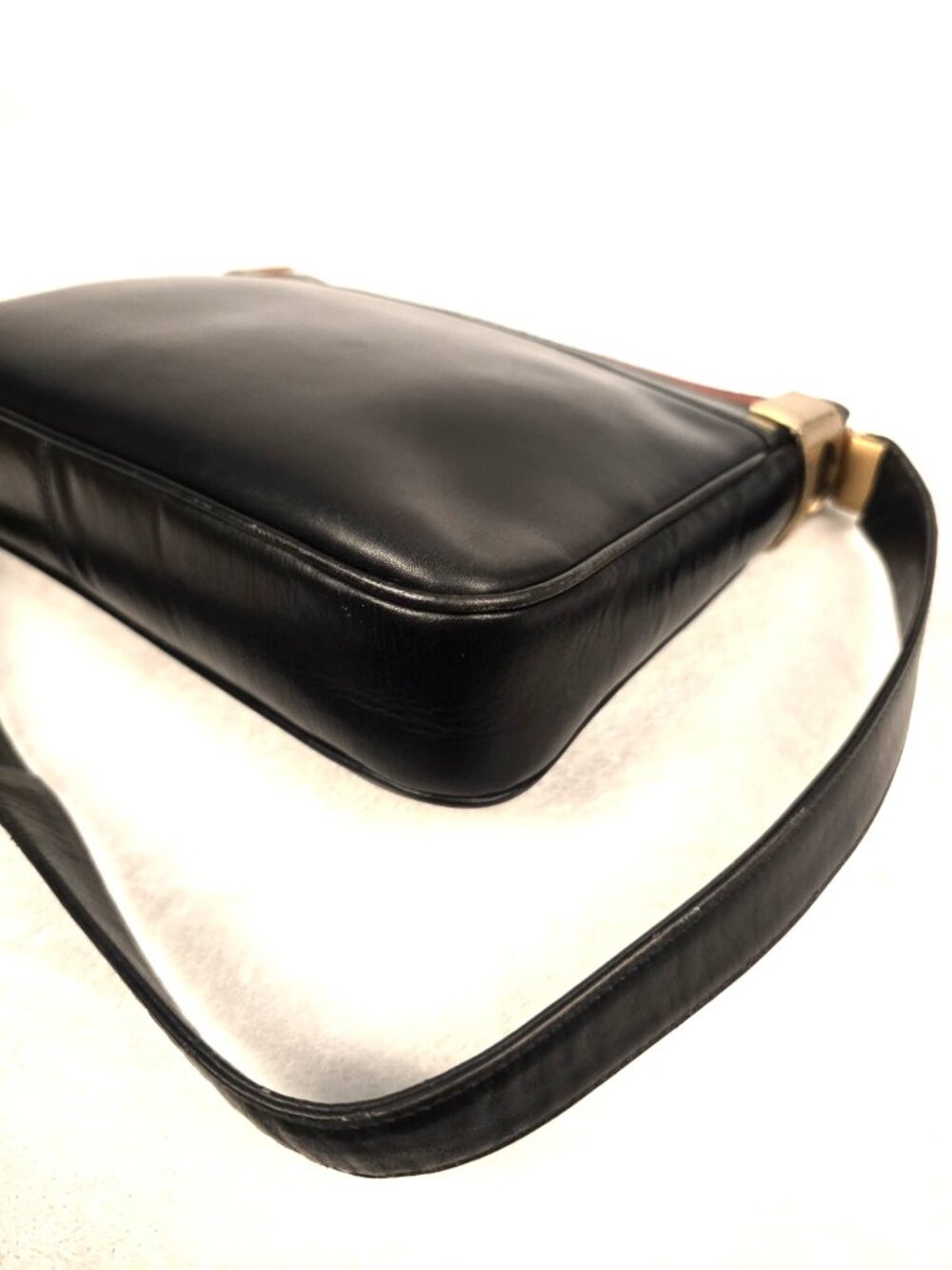 Vintage Gucci Tom Ford Black Leather Web Stripe Shoulder Bag Crossbody - Picture 4 of 9
